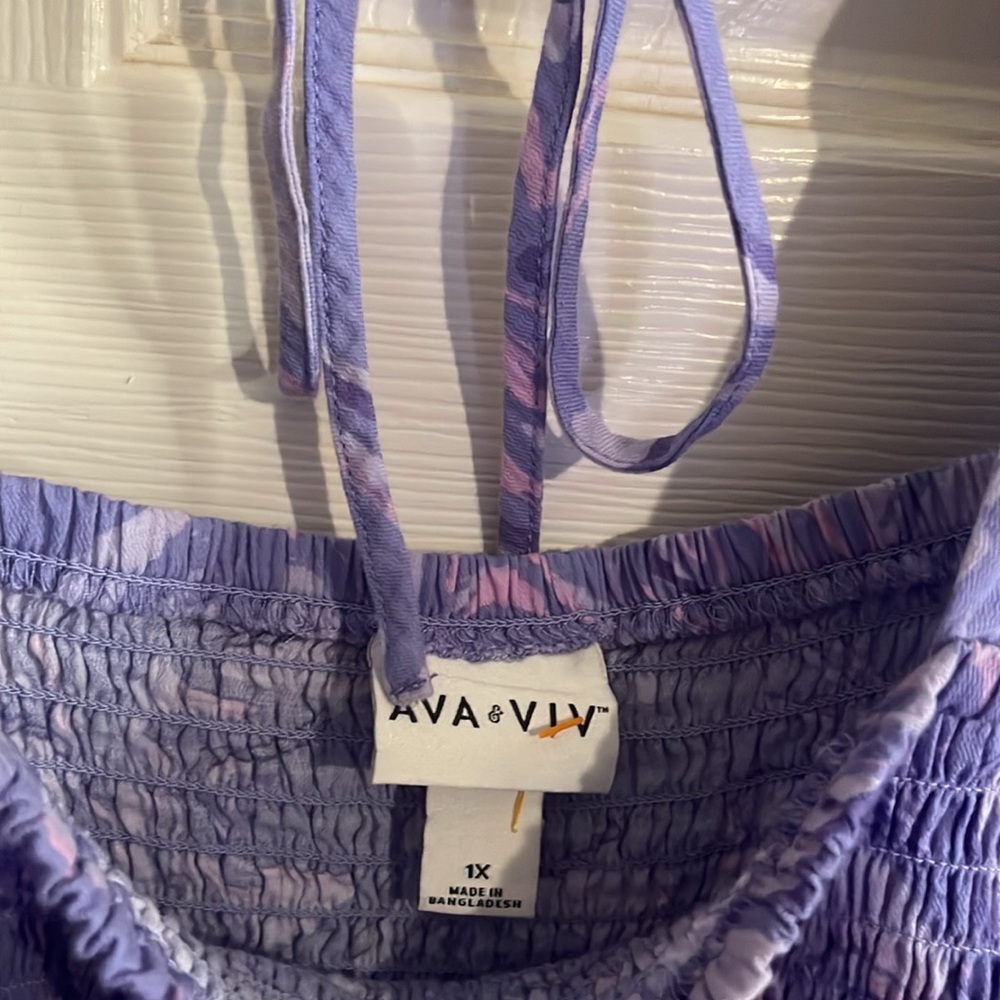 Ava Viv-Swirl dress puff sleeves with back tie 1X - Picture 4 of 5